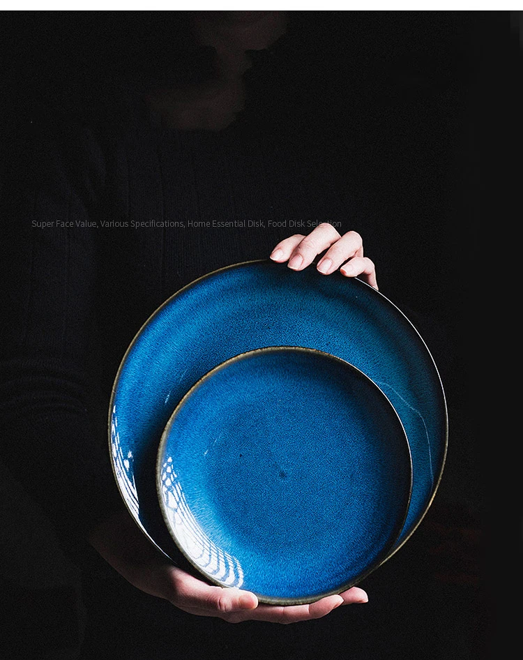 KINGLANG, японская голубая печь, глазурованная керамическая посуда, набор, миска для риса, тарелка, ложка Udon Ramen, миска для супа