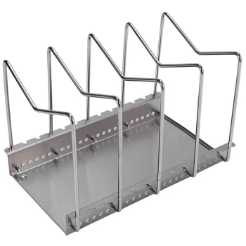 

Stainless Steel Storage Rack Kitchen Storage Pot Lid Cover Cutting Board Cookware Organizer Trumpet