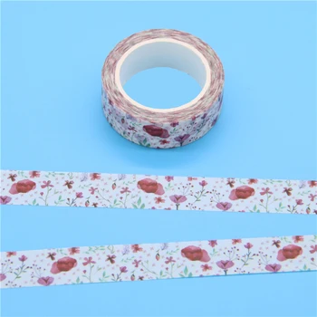 

1 Pc / Pack Flower Plant Japanese Washi Tapes Decorative Adhesive Diy Masking Paper Tape Label Sticker for Gift Decorative Tape