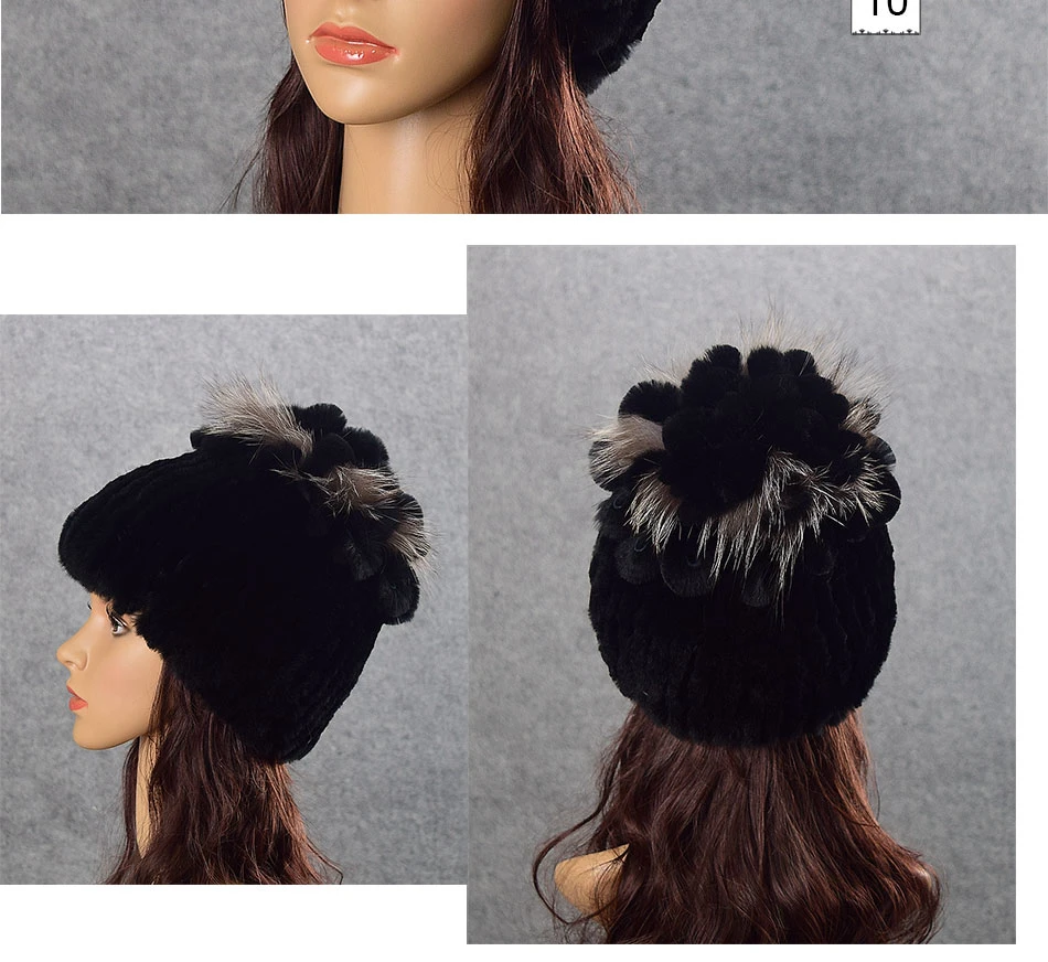 Зимняя модная женская шапка из натурального меха кролика Рекс, женская теплая шапка с ушами, эластичная для девочек