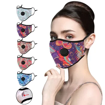 

5 PC Adult Flower Print Replaceable Filter Reusable Breathable Cotton Mask Mouth Mask Face Mask Reuseable Cloth Mouth Cove
