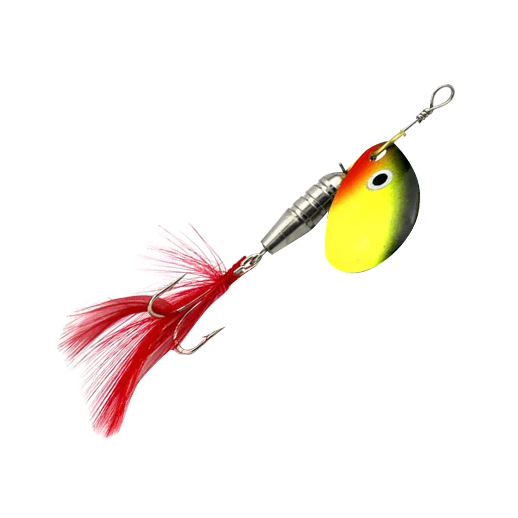 Spoon Fishing Lure Hard Metal Lure Spinnerbait Crankbait with Treble Hooks Artificial Feathers Fishing Baits for Fisherman