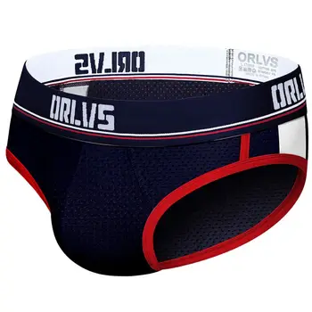 

Men Low Waist Sexy Briefs Convex Letter Elastic Briefs Mesh Breathable Panties 2020 New Arrivals