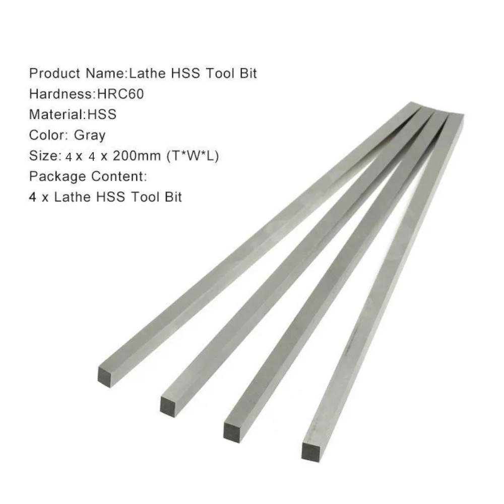 

4 PCs HSS4mm x 4mm x 200mm square lathe tool cutter boring bar wood turning tools