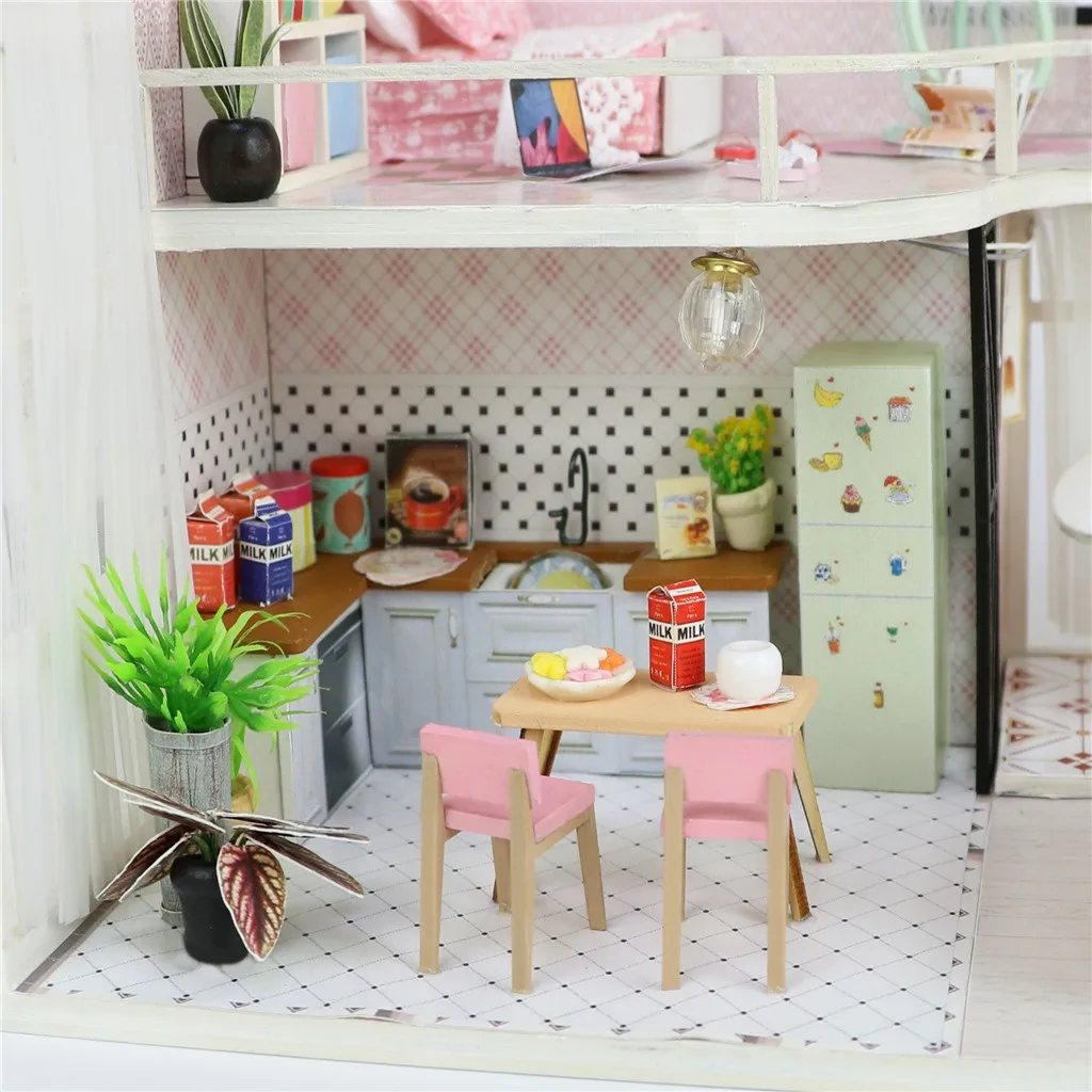 3D DIY Деревянный Кукольный дом миниатюрная кукольная мебель комнаты; декор творческие ремесла Подарки Развивающие игрушки подарки# EW
