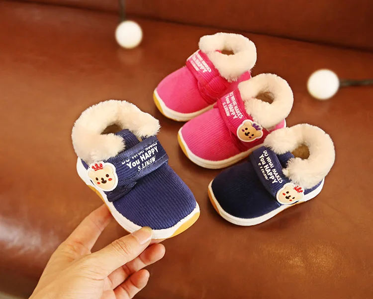 Новая детская хлопковая обувь, зимняя теплая хлопковая обувь для девочек 1 года, обувь для малышей 6-12 месяцев, детская обувь