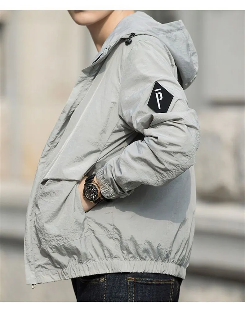 2019 Autumn Mens Jackets Windbreaker Jacket Coat Male Hooded Collar Lightweight Jacket Men Fashion INS Style Brand MuLS Fit 4XL 08