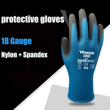 Wonder Grip рабочие перчатки для нейлона спандекса, обернутые поролоном Нитриловое покрытие, противоскользящие 18 Калибровочные рабочие перчатки, рабочие перчатки для мужчин