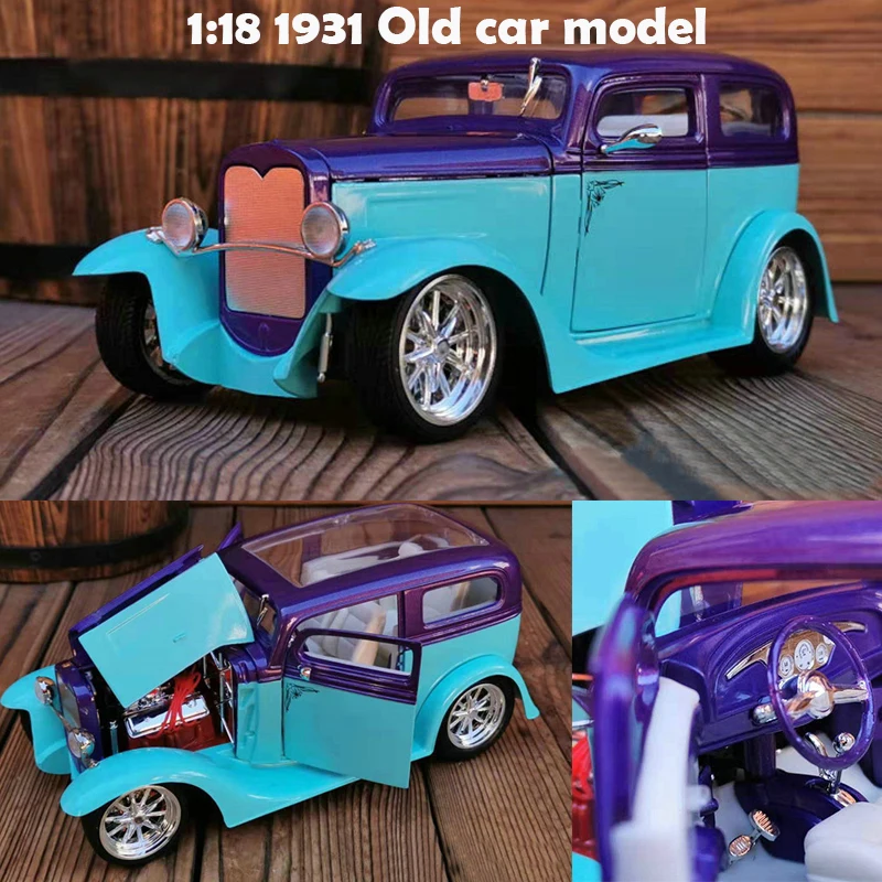 

fine 1:18 1931 Old car model Sky blue The door can be opened Alloy collection model