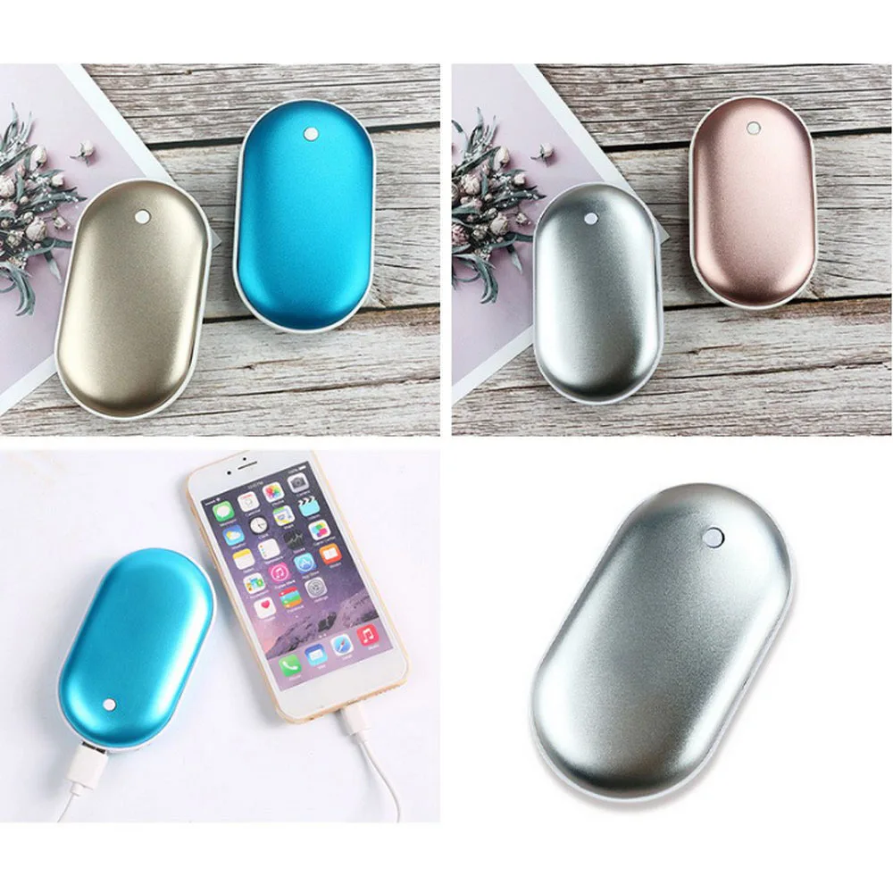 Hand Warmer USB Heater 5200mAh 5V Rechargeable LED Electric HandWarmer Heater Travel Handy Long-Life Mini Pocket Home Warming