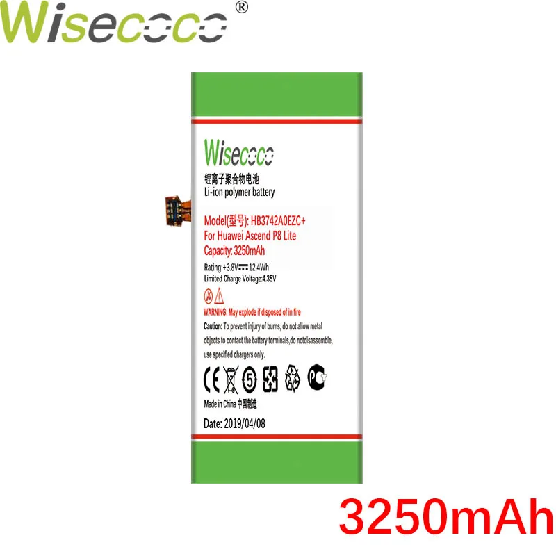 Wisecoco 3250 мАч HB3742A0EZC батарея для huawei P8 Lite Ale-l21 l23 l02 l04 мобильный телефон последняя продукция с номером отслеживания