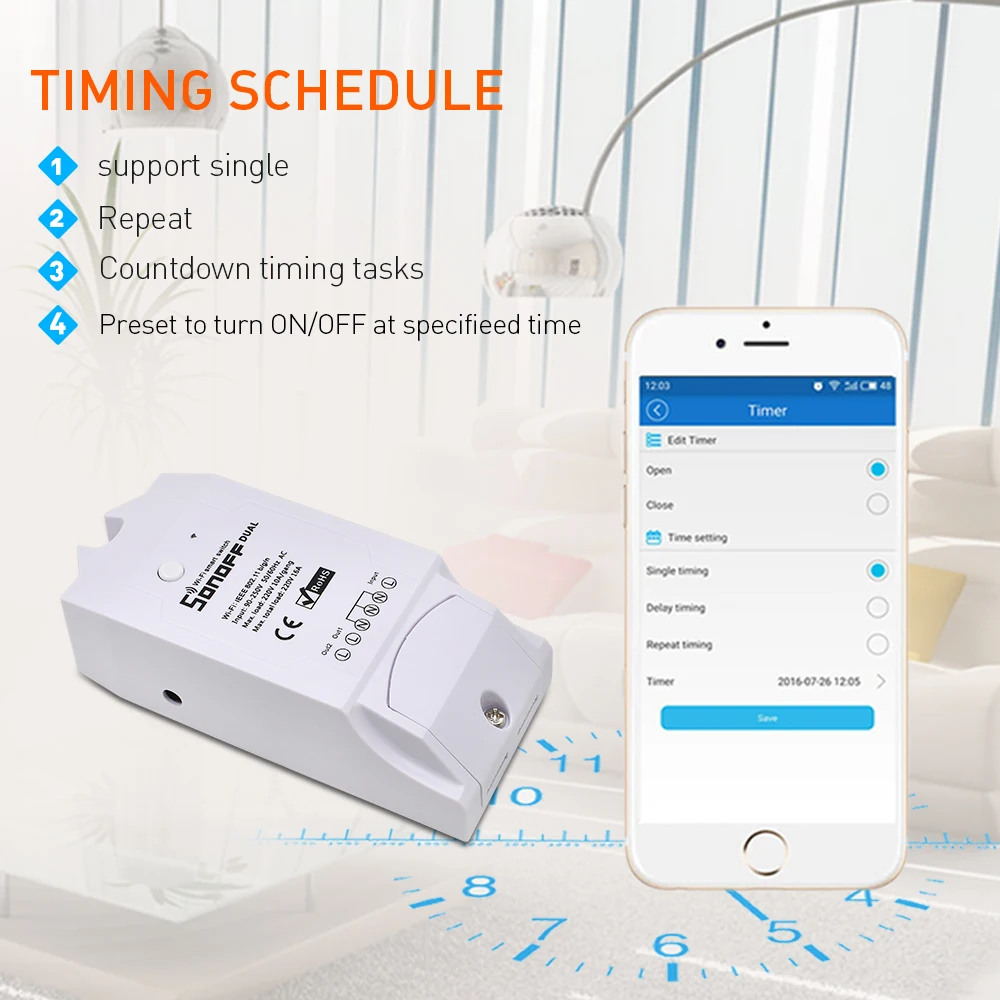  ITEAD SONOFF DUAL R2 2CH 2 Gang Wireless Remote Control Wifi Switch Timer 10A 16A 220V Smart Home A - 4000226053075