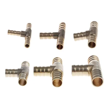 

6-16mm Brass T Piece 3 Way Fuel Hose Joiner Connector For Air Oil Gas E7CA