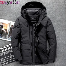 Мужская куртка-пуховик на белом утином пуху, новинка, Зимняя Толстая теплая куртка с капюшоном, Мужская водонепроницаемая ветрозащитная хлопковая куртка на-30 градусов