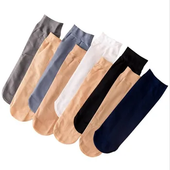

100pcs=50pairs/lot Men Short Socks Solid Color Ultra-thin Elastic Silky Men Socks High Quality Casual Business Male Sock Meias