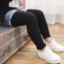 Весенне-летние однотонные брюки для девочек эластичные штаны с узором в виде гриба дерева и кружевом изящный чёсаный хлопок для маленьких детей