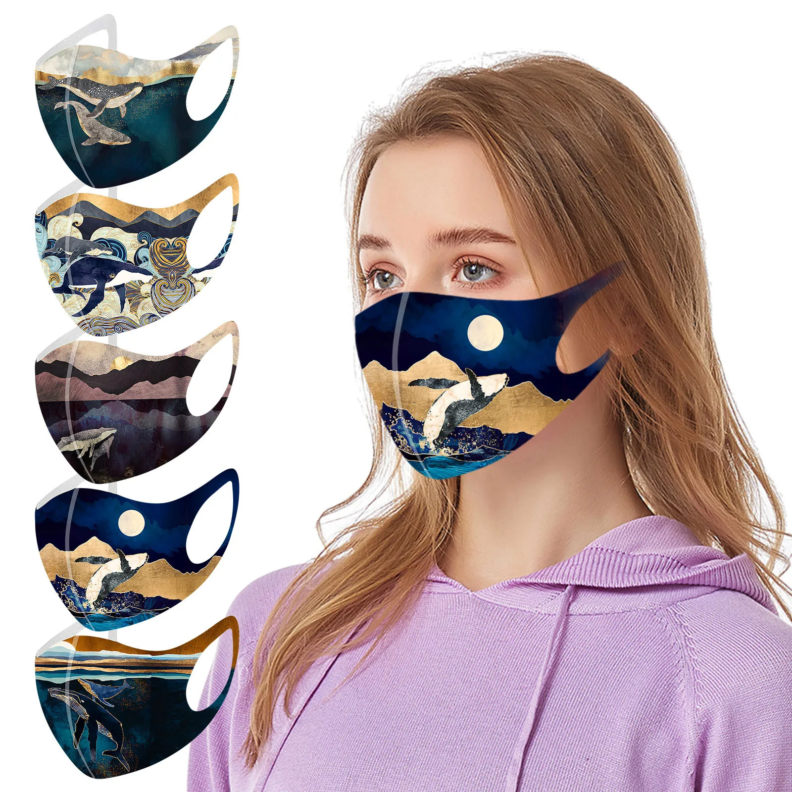 

1PC Mascarilla Adult Fashion Prints Protection Face Mask Washable Masque Masks High-quality Protection Breathable Masquerade
