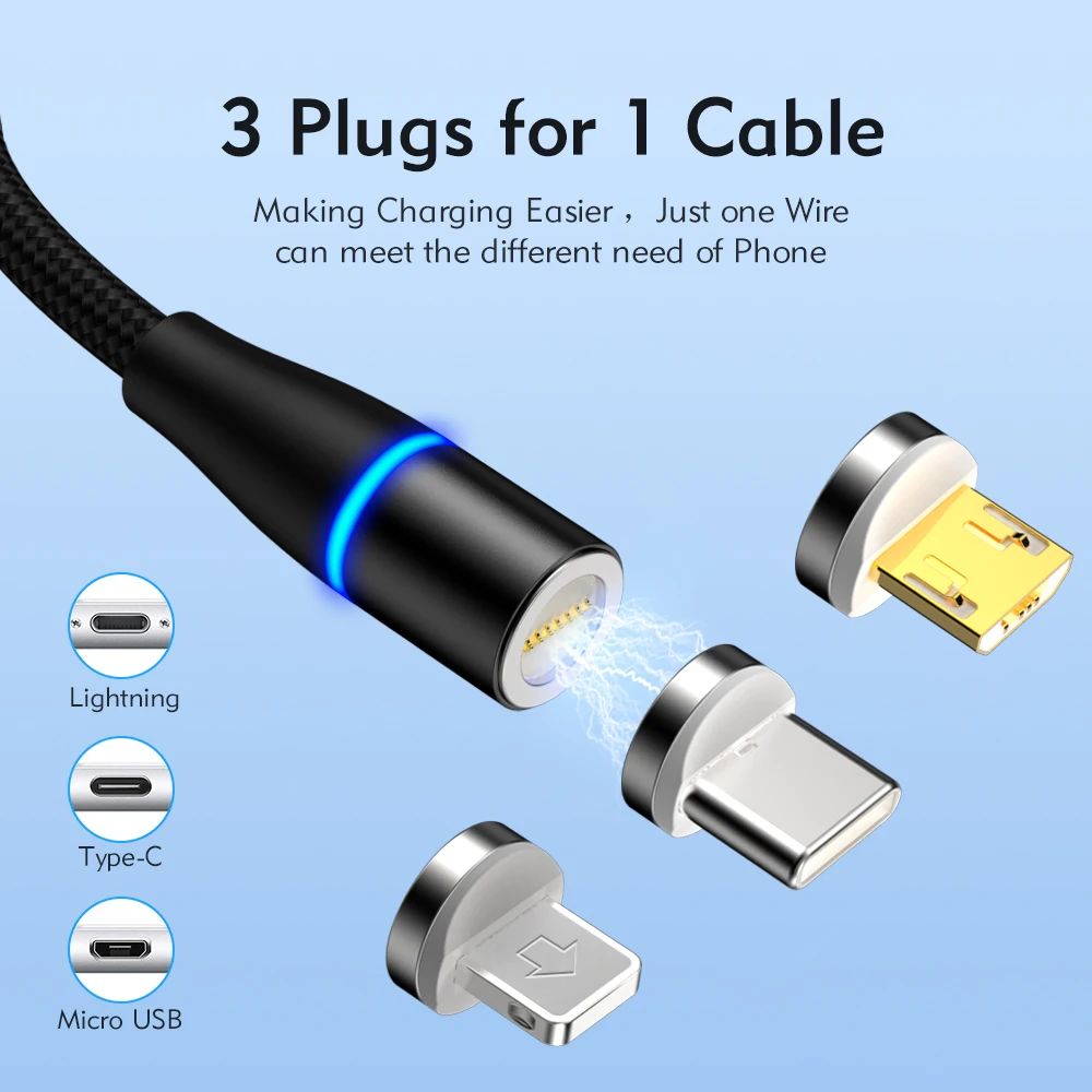 Магнитный зарядный Магнит USB C Micro кабель Быстрая Зарядка Кабели магнит зарядное
