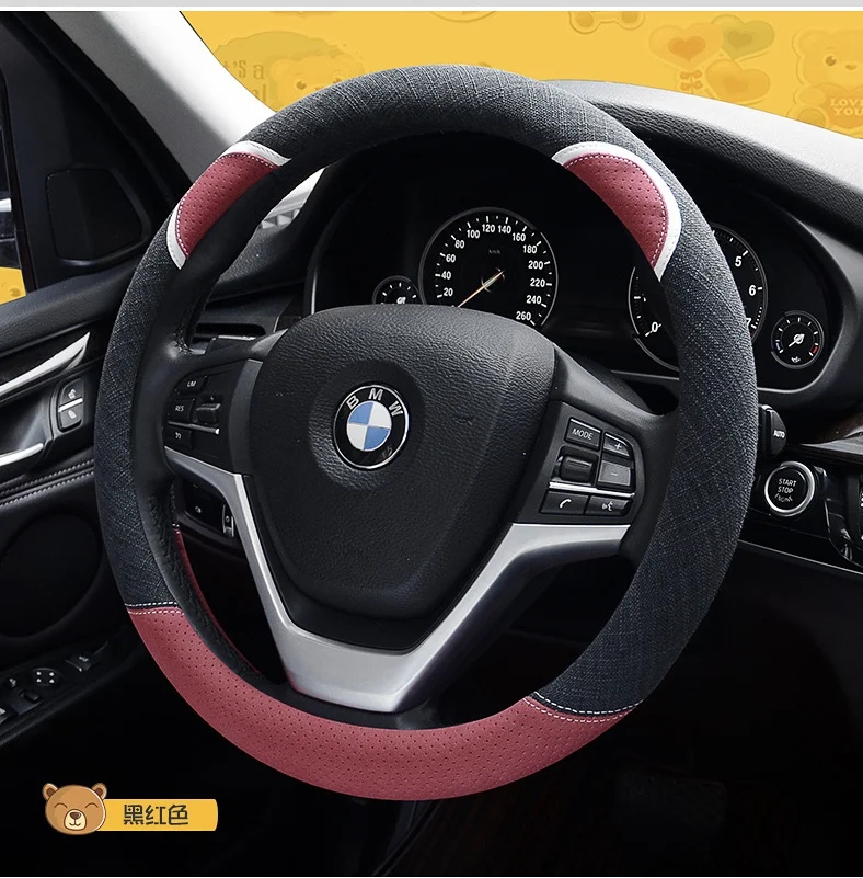 Универсальные автомобильные льняные крышки рулевого колеса защитные летние ручки панда крышки рулевого колеса автоматические накладки