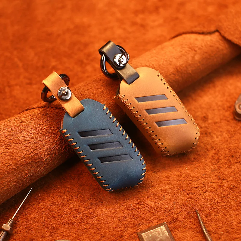 

Car Key Cover, for Kia's New Generation of Smart Running 2019 K3 Arrogant Personality Crazy Horse Leather Key Bag Buckle