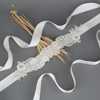 

TOPQUEEN Wedding Belt White Embroidered Belt Elegant Pearls Bridal Belt Beaded Waist Belt Flower Belts Maternity flower sash S53