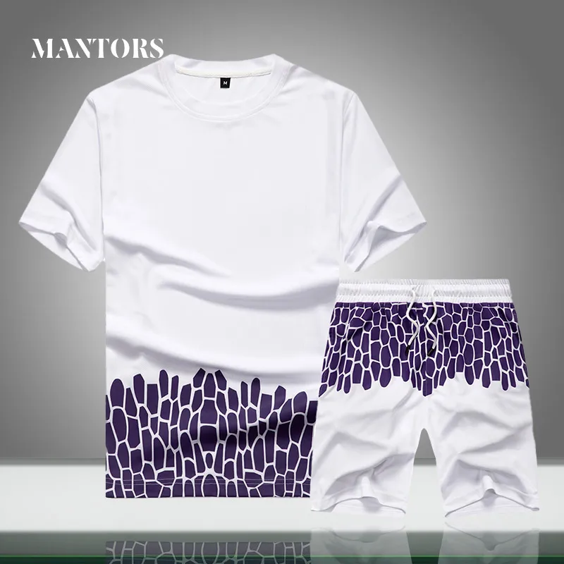 

Summer Mens Tracksuit Sets Casual 2020 New Trend T-Shirts+Shorts Two Pieces Sport Suit Men O-Neck Loose Sportswear Sweatsuit