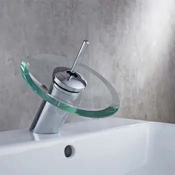 

Home Bathroom Plating Waterfall Bathroom Sink Faucet Hot and Cold Water Mixer Tub Waterfall Faucets with Stainless Steel Spout