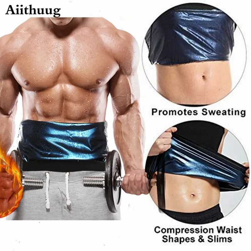 Aiithuug premium cintura trimmer para homens cintura trainer sauna cinto de emagrecimento sauna cinto de peso perder calor prender treino quente guarnição