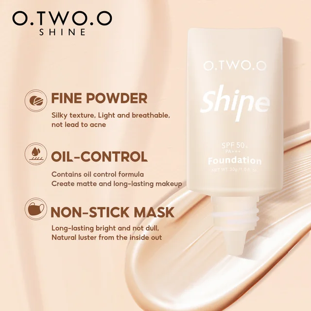 O.TWO.O Face Liquid Foundation Cream Full Coverage Concealer Lightweight Easy to Wear Makeup Foundation Cosmetics for Women 5