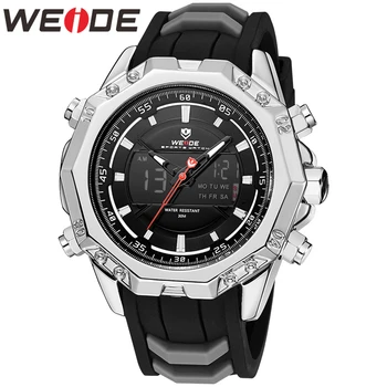 

WEIDE Mens Sports Analog Alarm Silicone Bracelet belt Chronograph Automatic Date Digital numeral Movement Quartz Wristwatches