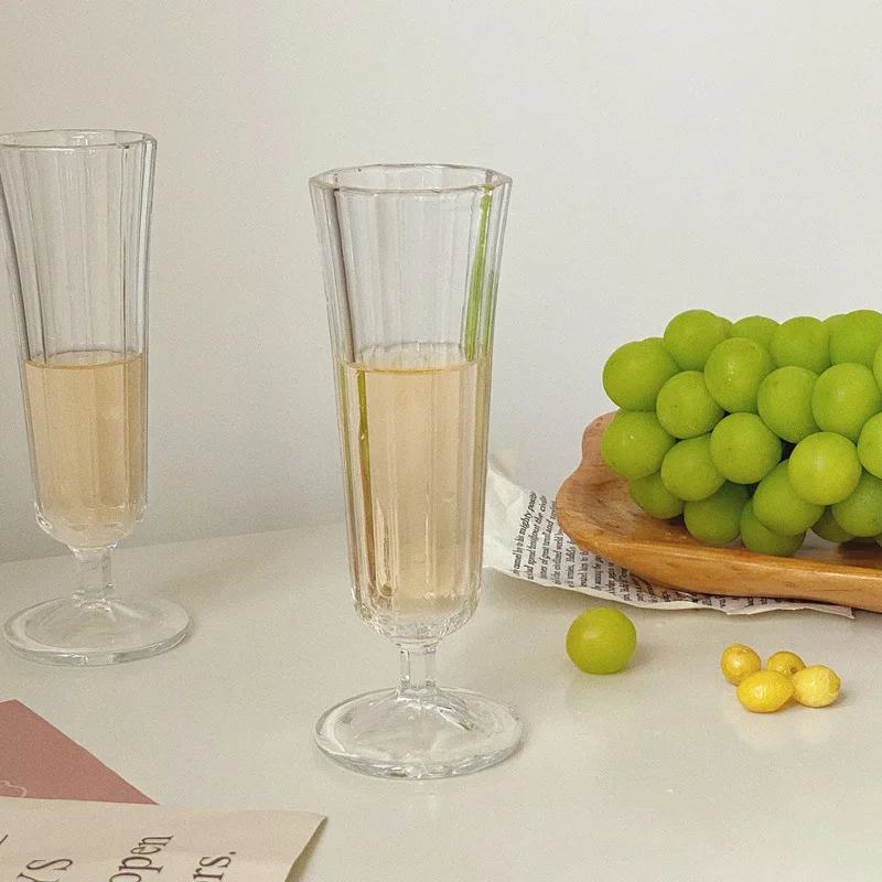 Trumpet Glass Champagne Glass 150ml Home Party Goblets Red Wine Cup Creative Vintage Color Juice Glasses Green