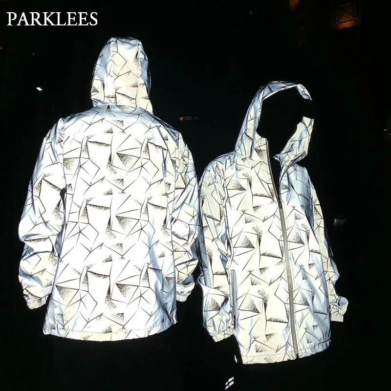Unisex Couple Reflective Jacket Hip Hop Harajuku Mens Jackets and Coats  Hooded Zipper Fluorescent Windbreaker Veste Homme XXXL - AliExpress Men's  Clothing