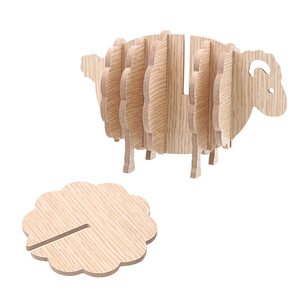 NICEYARD 7pcs/set Wood Sheep Coasters Coffee Cup Mats Table Decoration Table Pad Kitchen Accessories Gadgets Placemat
