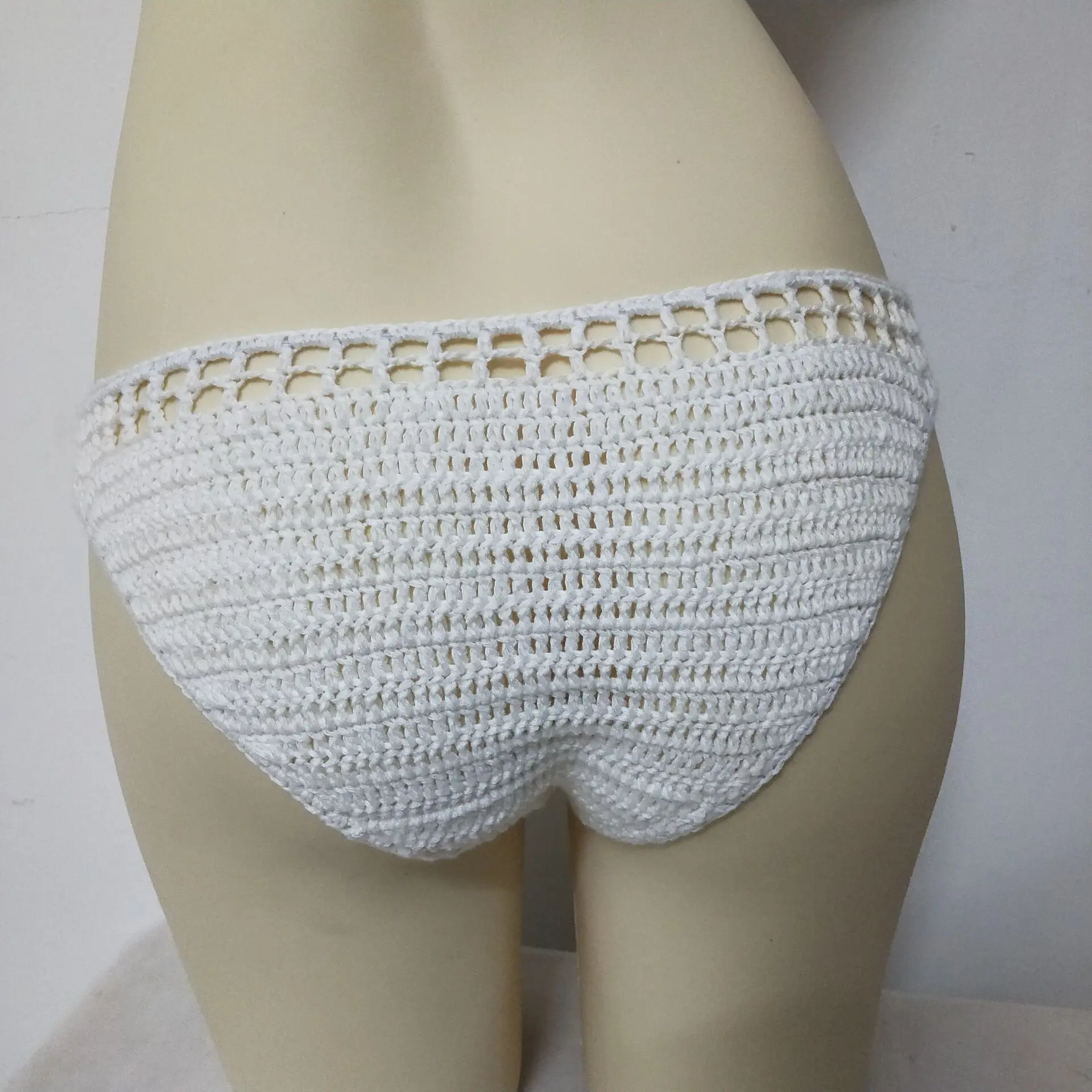 2019 Women Sexy Crochet Bikini Bottom Boho Thong Bikini  Handmade Swimsuit Knitting Shorts