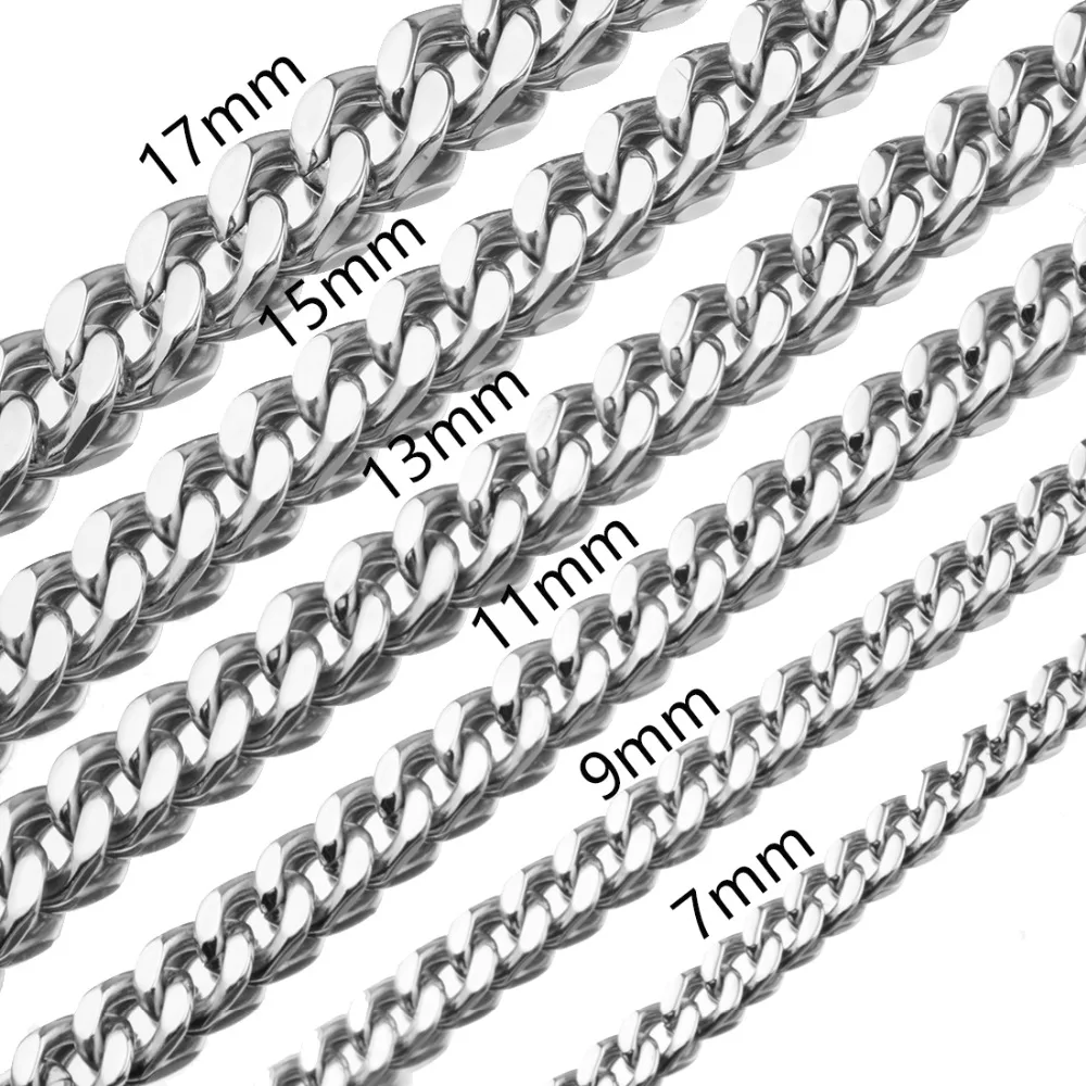 Индивидуальные Размеры 9/11/13/15 мм цвет серебристый, золотой черный Нержавеющая сталь Для Мужчин's цепь панцирного плетения Кубинский ожерелье или браслет