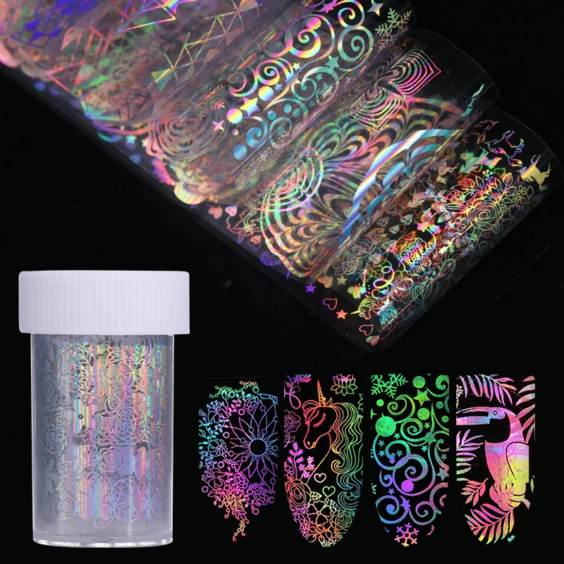 

1 Roll Holographic Nail Foil Sticker Xmas Geometric Nail Art Transfer Sticker 4*100cm Manicure Nail Art Decortations DIY