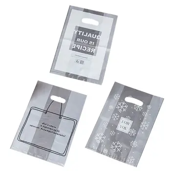 

50 Pieces Plastic Dessert Cake Bread Packaging Delicate Gift Bag with Handles for Shopping Takeaway Milk Tea Packaging