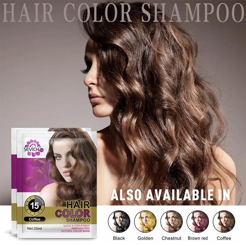 15mis увлажняющий крем-краска для волос 5 шт./лот натуральный органический временный кофейный шампунь для волос 5 цветов Hiar shampoo
