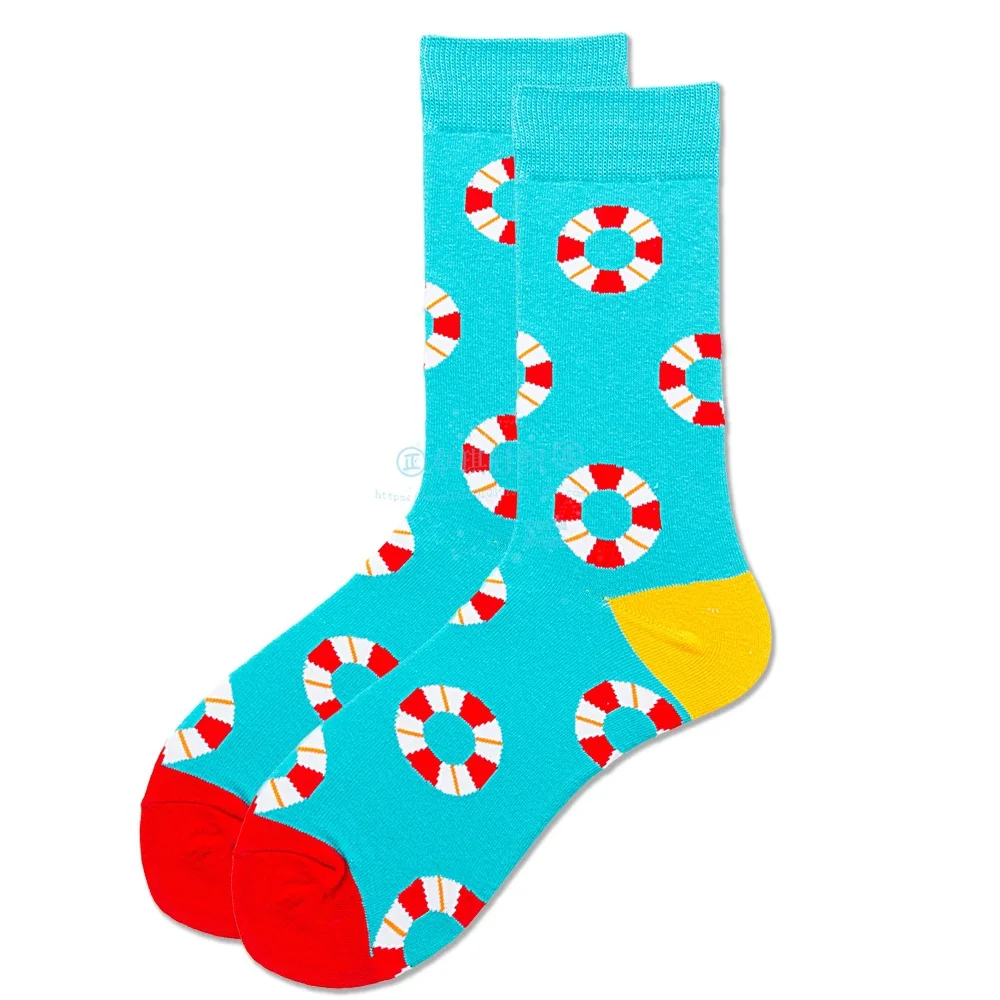 Качественные мужские носки, цветные полосатые клетчатые носки с вишней, мужские носки из чесаного хлопка, Calcetines Largos Hombre - Цвет: 7