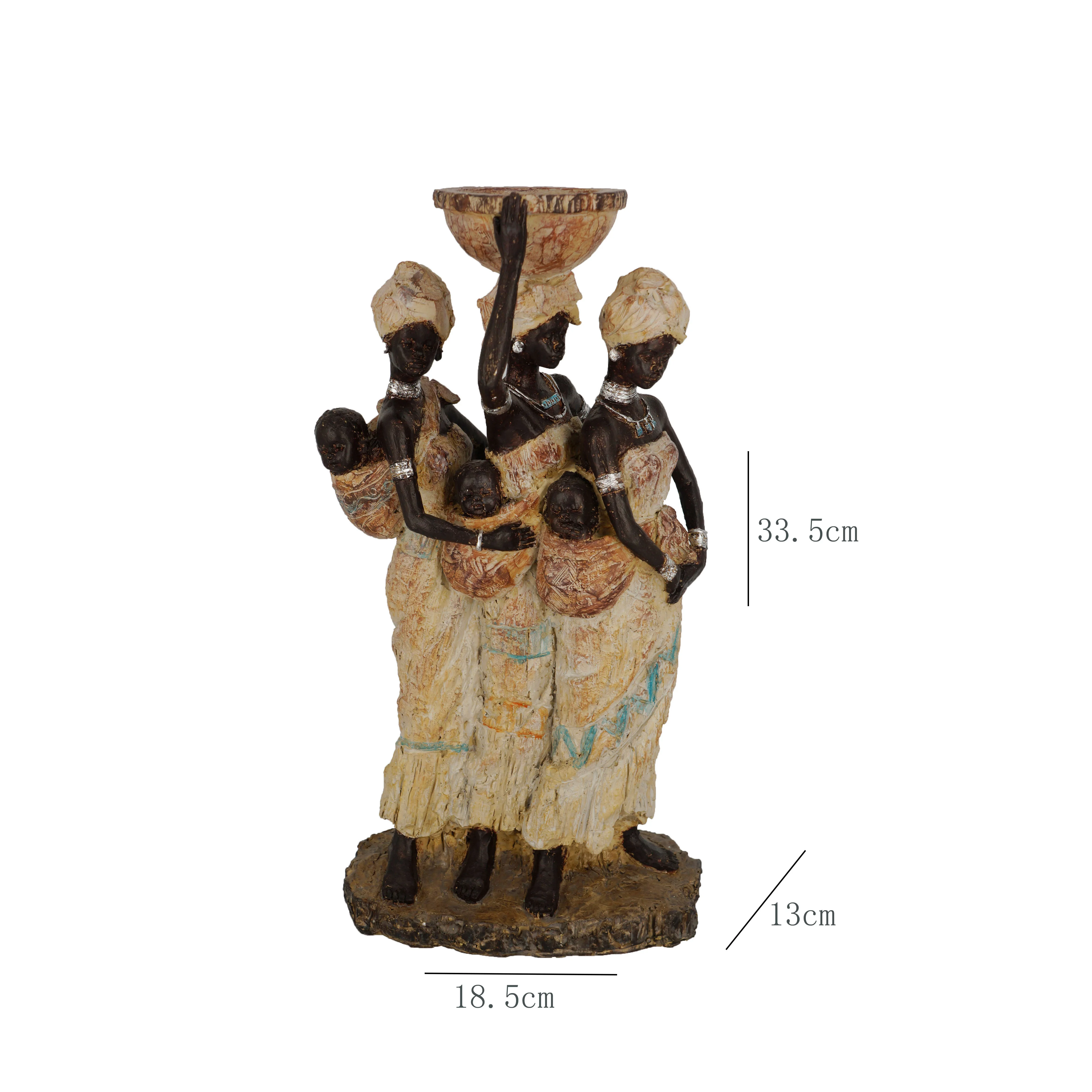 

African Three Mothers Resin Handicraft Imitated Wood Carving for Home Decoration Accessories and Hotel Living Room