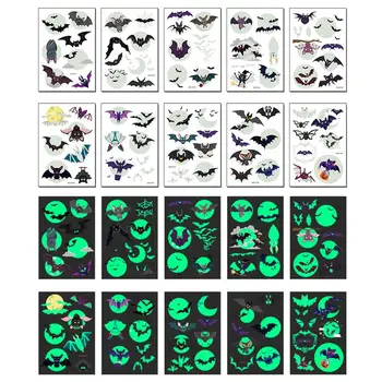 

10PCS Bat Luminous Tattoos Stickers Glow In The Dark Temporary Tattoos Kids Halloween Prop Fluorescent Waterproof Cute Sticker