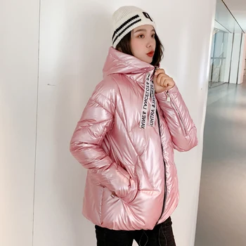 

Korean Style 2020 Winter Jacket Women Stand Collar Solid new arrival Female Down Coat Loose Oversized Womens Short Parka H30