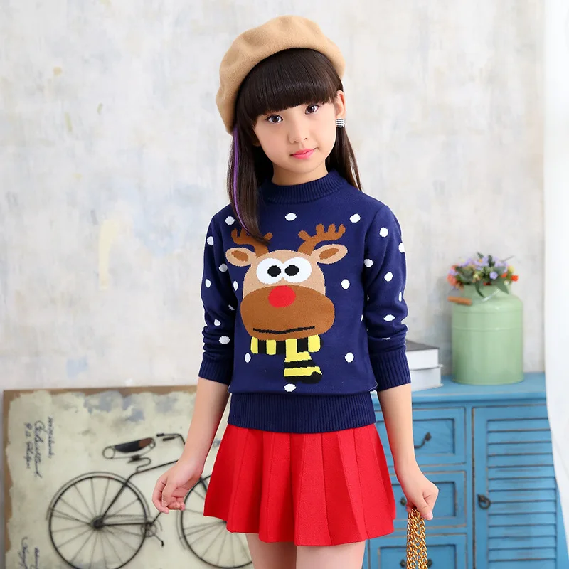 

Cartoon Animal Girls Sweaters 2019 New O Neck Child Kid New Autumn Girls Pullover Sweater for Girl Clothing Warm Cardigan