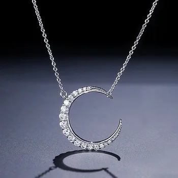 

2020 new trendy 925 sterling silver The moon is simple necklace for girl lovers love party gift jewelry wholesale moonso X5224
