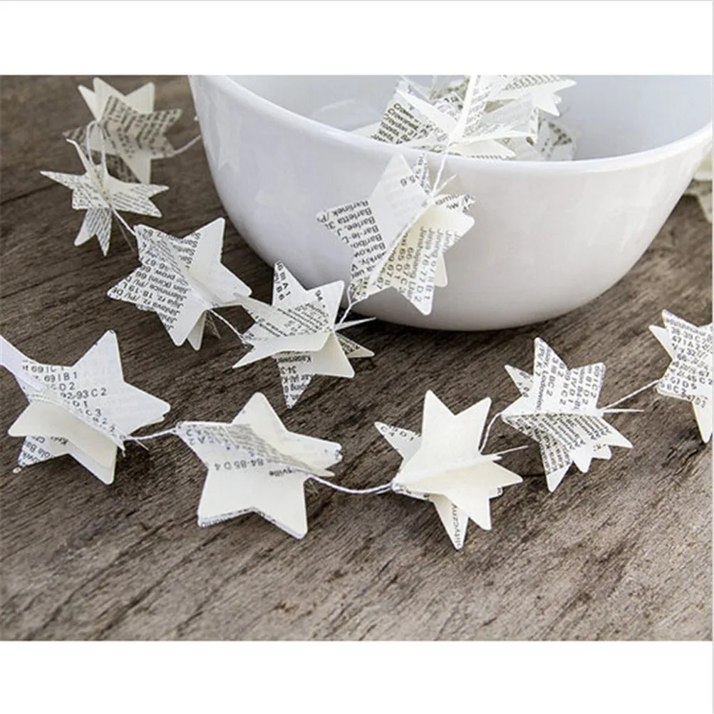 New 1pc 2m Creative White Star Paper Banner Garland Strings Wedding Party Birthday Baby Shower Hanging Decoration