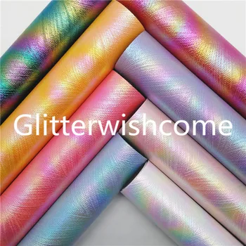 

Glitterwishcome 21X29CM A4 Size Vinyl For Bows Iridescent Embossed Leather Fabric Faux Leather Sheets for Bows, GM798B