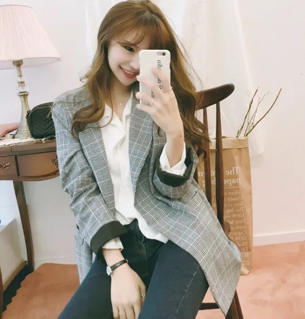 

2017 New Autumn Korean-style Versatile Small Suit Coat Students Temperment Pattern Long Sleeve Small Coat