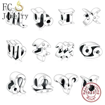 

FC Jewelry Fit Original Brand Charms Bracelet 925 Silver 12 Constellation Zodiac Sign Symbol Beads For Making Berloque 2020