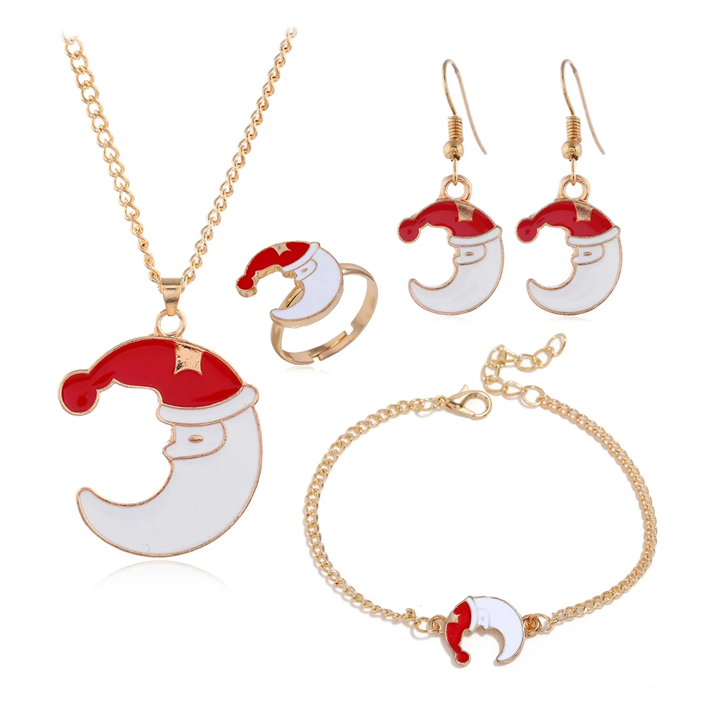 Новая Рождественская елка, Санта Клаус, лось, луна, колокольчик, Рождественская серия, модный браслет, ювелирное изделие, подвеска для тела, подарок друзьям - Окраска металла: SD081-set