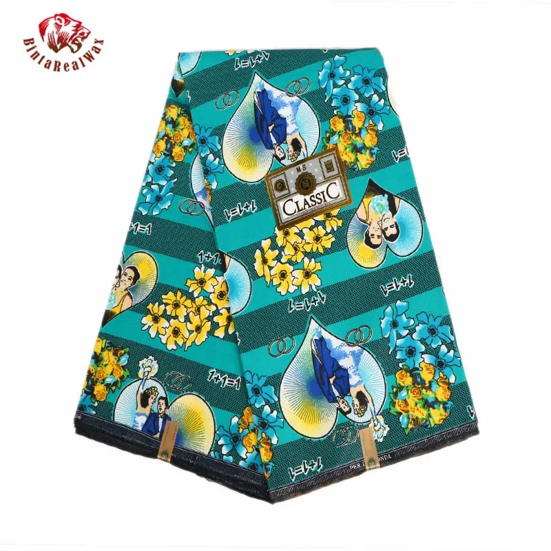 Bintarealwax Polyester African Fabric Love Pattern Wedding Meterial for Sewing 6 Yards/Lot Handwroking DIY Tissus PL558 | Дом и сад